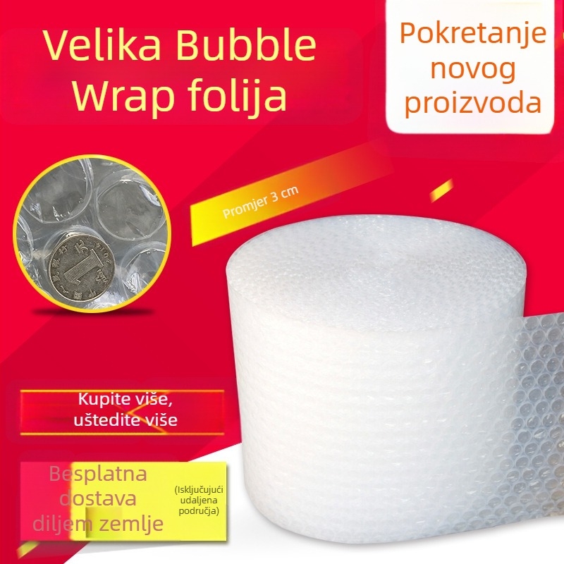 WXKT Velika mjehurična folija, širina 50 cm, duljina 25 m, jače mjehuriće, rola za pakiranje, prozirno snježno-bijela, promjer mjehura 2,8 cm, visina 9 mm, pogodna za elektroniku, auto-dijelove, namještaj, keramiku