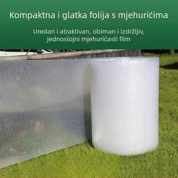 Rolna mjehurične folije – novi materijal za pakiranje, širina 20 cm, duljina 45 m, debljina 4 mm, srednje velike mjehuriće, promjer mjehurića 1 cm, prozirno, za pakiranje i transport.