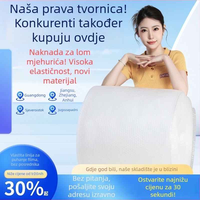 Folie s mjehurićima za pakiranje, debeli zaštitni jastuk od mjehurića, velika rola