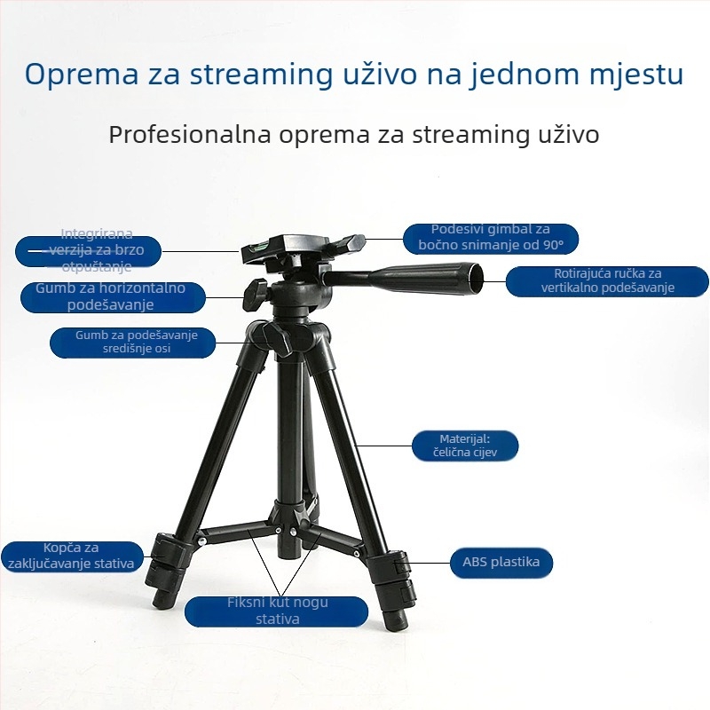 Prenosni stativ za kameru i pametni telefon, pogodan za prijenos uživo, DSLR i mirrorless
