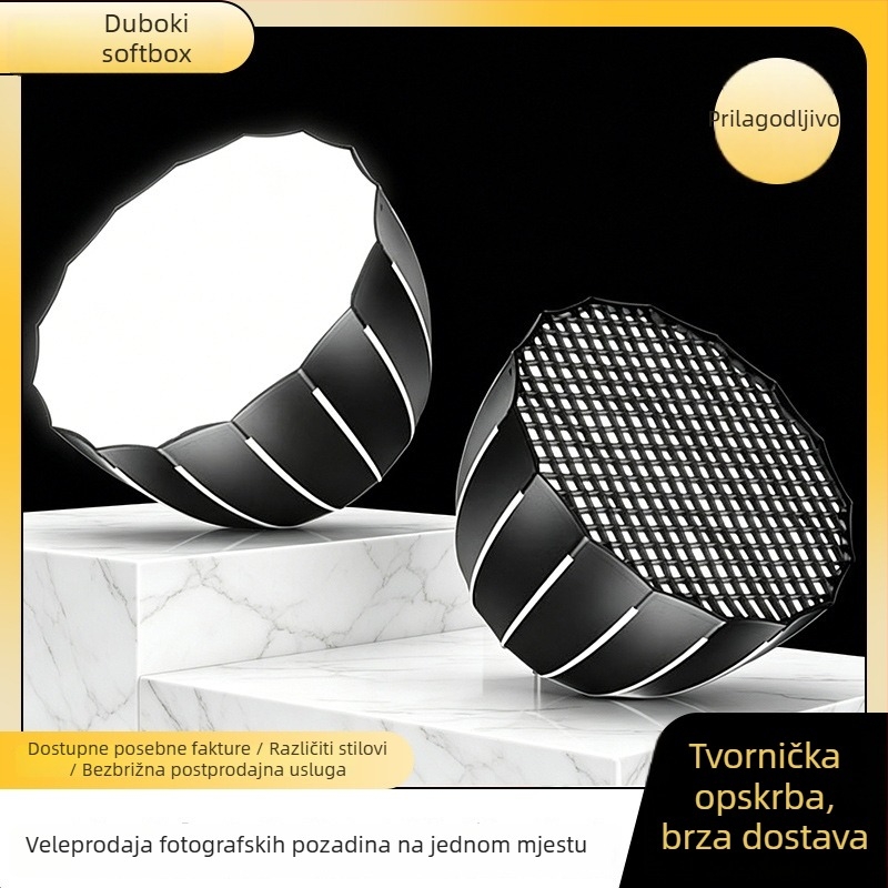 Duboki softbox s Bowens držačem, mrežom, za livestream osvjetljenje, difuzor mekog svjetla, sferna rasvjeta