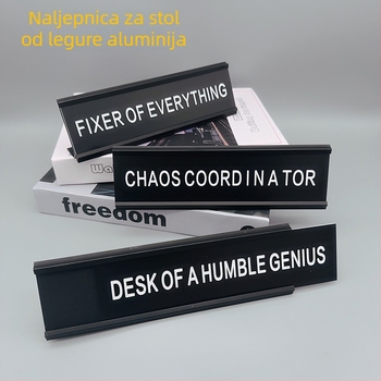 Držač za pločicu stola od aluminijskog legura, L-oblik, izvučni metalni natpis