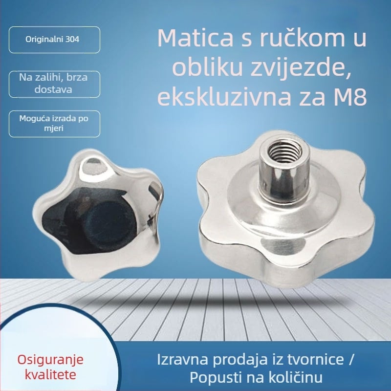 Držač ručice s oblikom šljive, šipka od 304 nehrđajućeg čelika, M8 zvjezdasti gumb za podešavanje mehaničke opreme