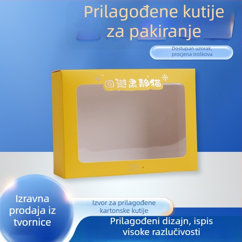 Prilagodljiva kutija za poklon s prozorom – prazna papirnata kutija za nošenje, mogućnost boje i tiska logotipa