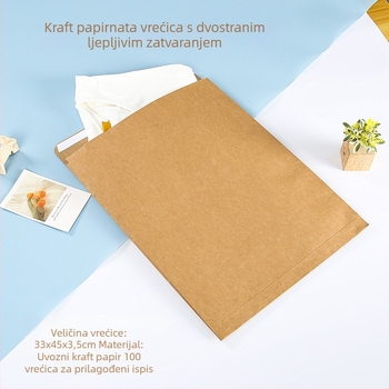 Kraft papir torba, velika za dokumente i odjeću, pakiranje hlača, s dvostrano ljepljivom trakom, srebrna ugravura, prijenosna darovna torba
