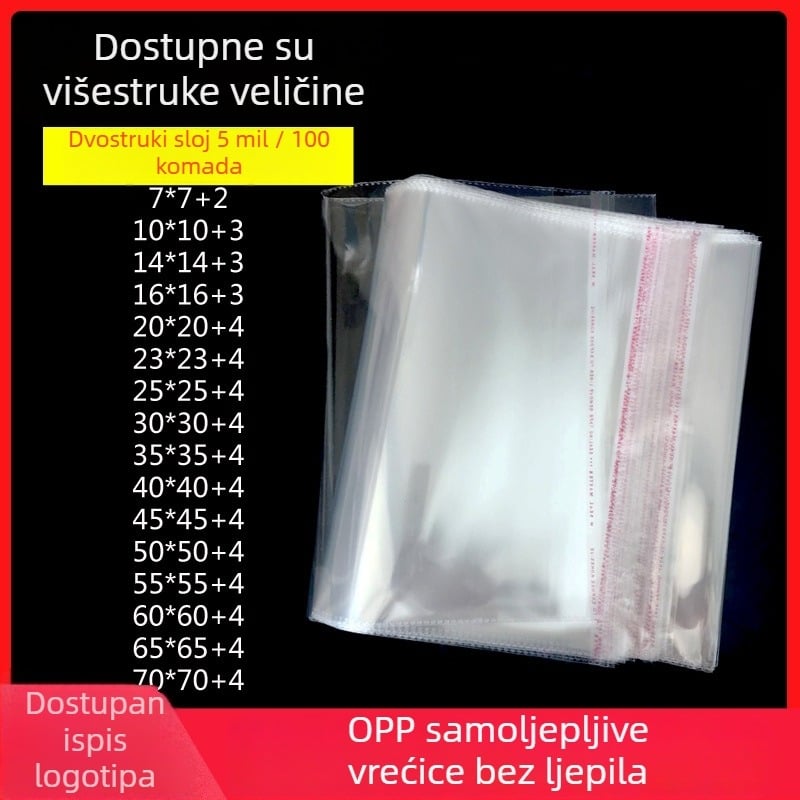 Kvadratne OPP samoljepljive prozirne vrećice, 30x35 cm, dvostruki sloj, 5 mil