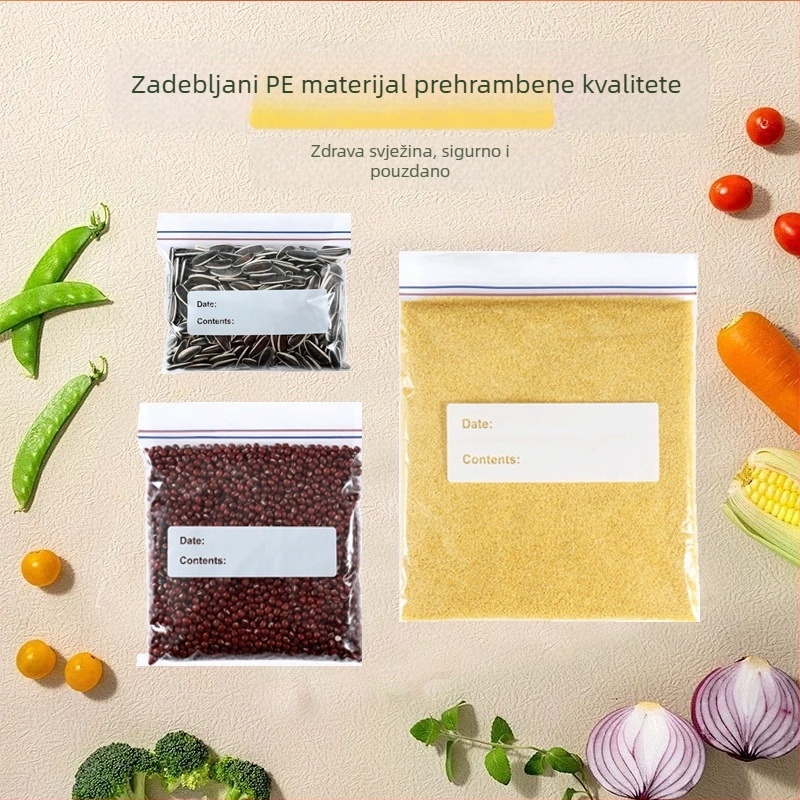 Dvostruko rebraste vrećice za zatvaranje, vrećice za svježu hranu za skladištenje u hladnjaku, materijal pogodan za prehranu