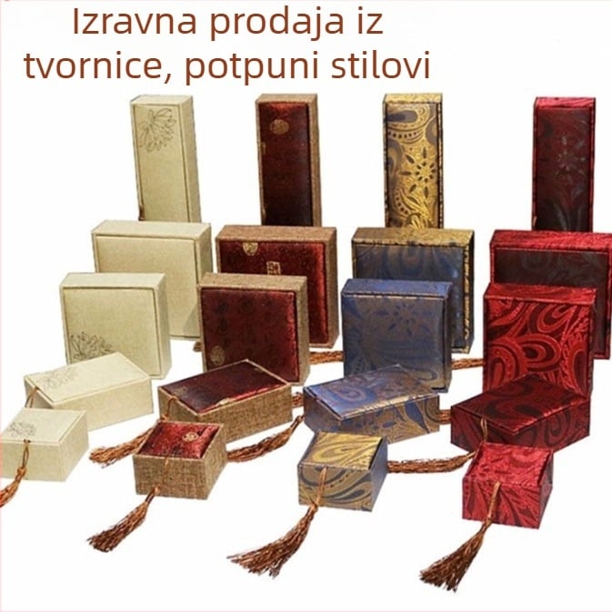 Kutija za narukvice od crno‑crvenog baršuna – kutija za nakit i žad