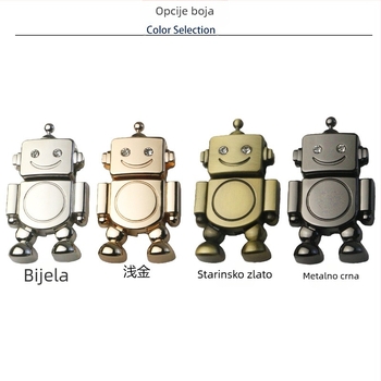 Zatvarač u obliku robota od cinkovog legura, vanjski promjer 65 mm, za torbe i kutije
