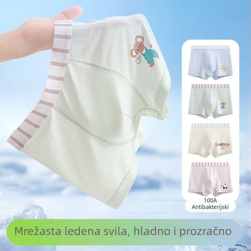 Boxer gaćice za dječake od Ice Silk, prozračne ljetne mrežaste tkanine, tanke, antibakterijske