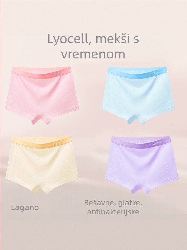 Ljetno donje rublje za djevojčice od Lyocell, antibakterijsko, klasičan kroj, 4 komada, prozračno