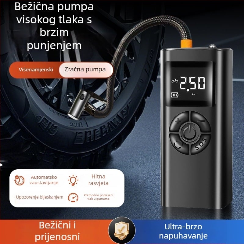 Bežična pumpa za zrak, prijenosna pumpa za gume automobila i bicikla, višefunkcionalna visokotlačna električna pumpa