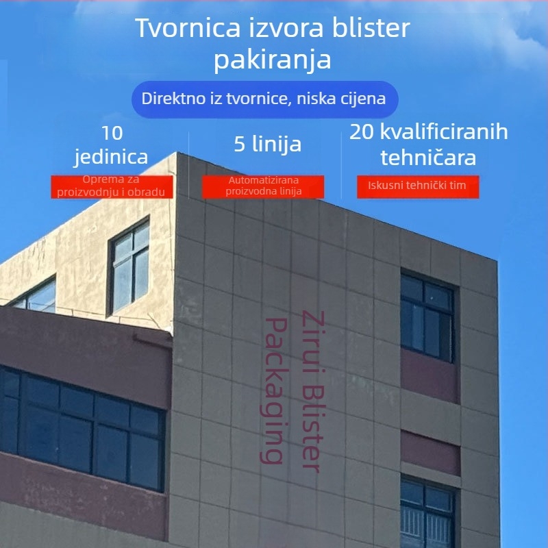 Prilagođena PET blister kutija za pakiranje, prozirna, s nabiranim rubom, Zirui