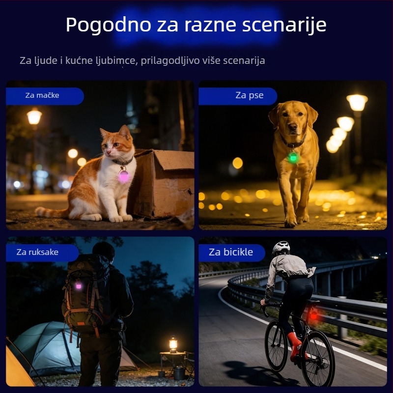 LED privjesak za pse u obliku gljive – noćne šetnje, svijetleća oznaka na ogrlici, anti‑izgubavanje