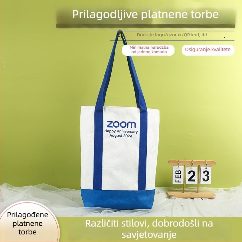 Prilagodljiva platnena torba s naramenicom — ekološka reklamna torba za kupovinu, velika kapaciteta za studente