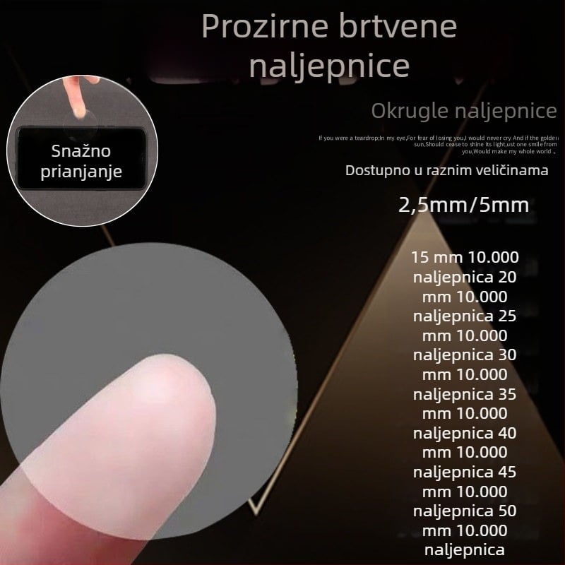 Snažna prozirna pečatna naljepnica, kružna samoljepljiva naljepnica za poklon kutije i kutije za avion, kružna naljepnica za pakiranje.