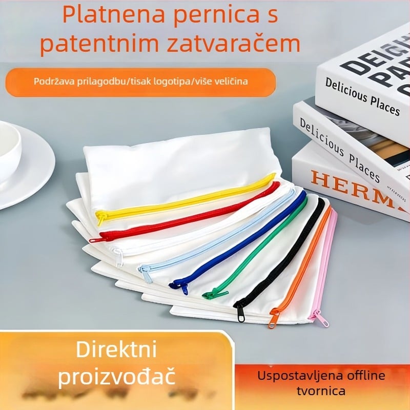 Platneni neseser s džepom za olovke i kozmetička torbica, prazno mjesto za prilagodbu logotipa, čvrst organizator školskih potrepština