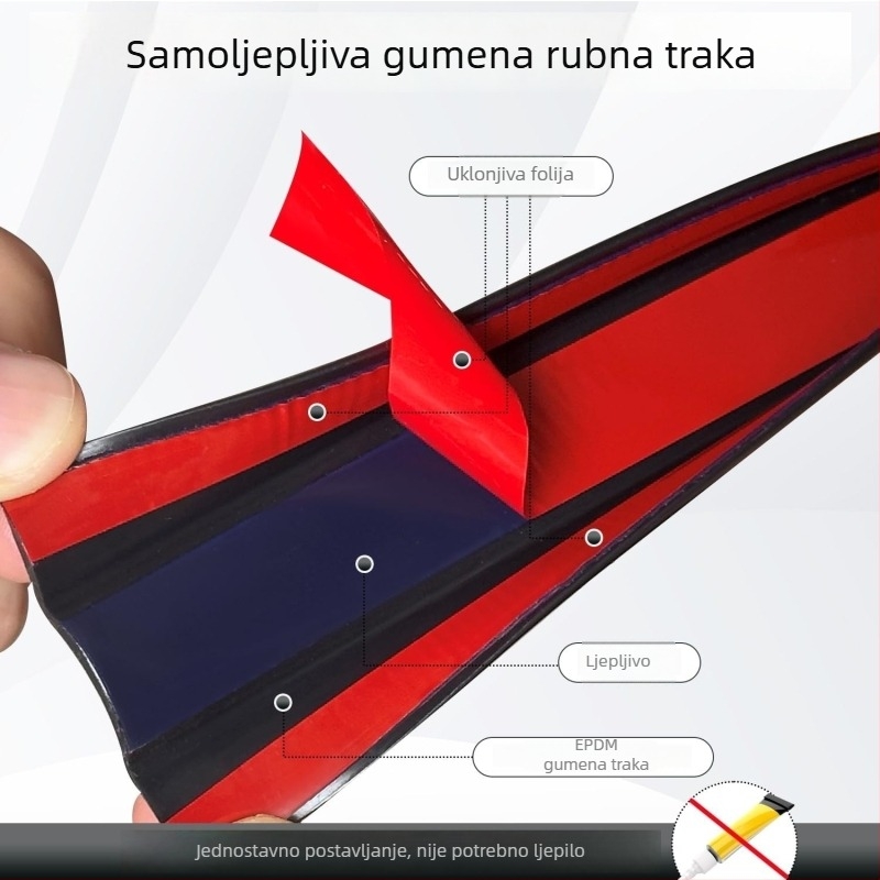 U-oblik gumena traka s čeličnom pločom za staklo, brtvljenje i zaštita od udara