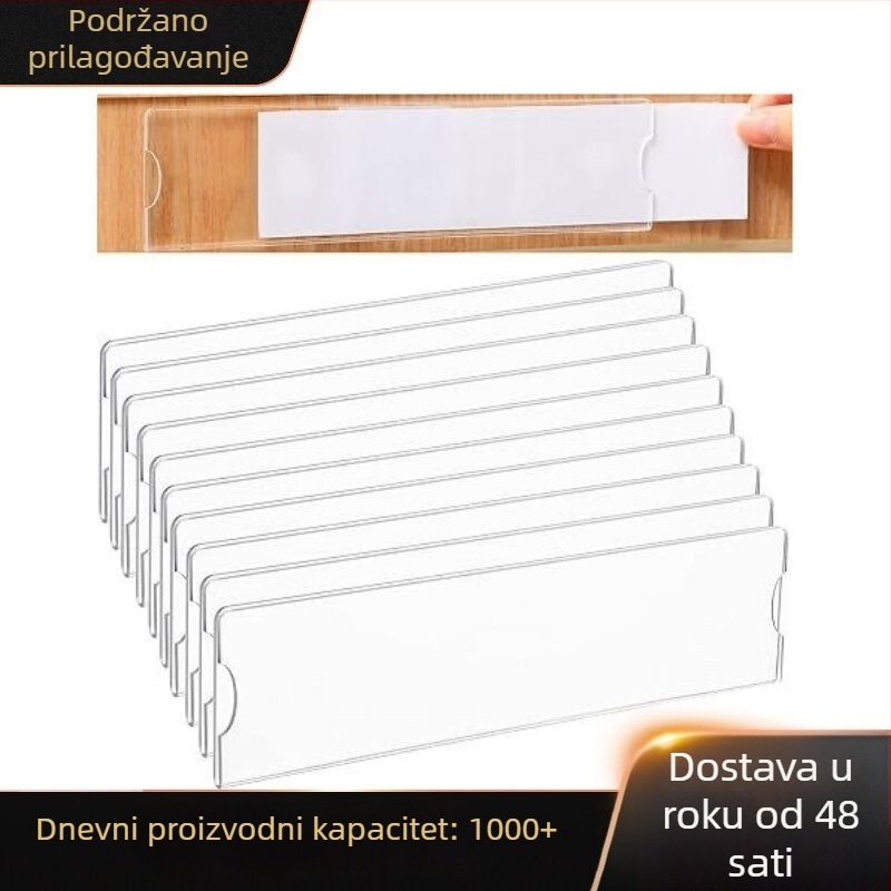 Prozirni akrilni držač za znak s ljepivom stražnjom stranom, pločica s imenom, prozirno, 20.32 × 5.08 cm