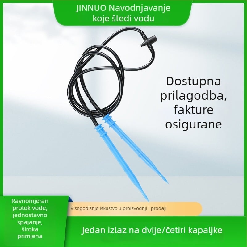 Vrtni set za kapljično navodnjavanje za cvijeće i voćke, s višekratnim izlazima cijevi i regulatorom protoka