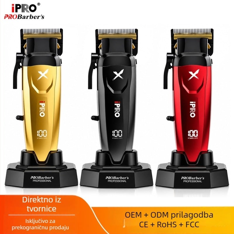 IPRO kliper za kosu visokih brzina za salon, bežično, s digitalnim zaslonom, motor bez četkica