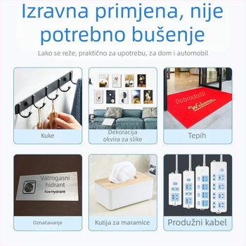Nano dvostrana ljepljiva traka, izuzetno jaka adhezija, periva i ponovno upotrebljiva, prozirni akril, bez tragova
