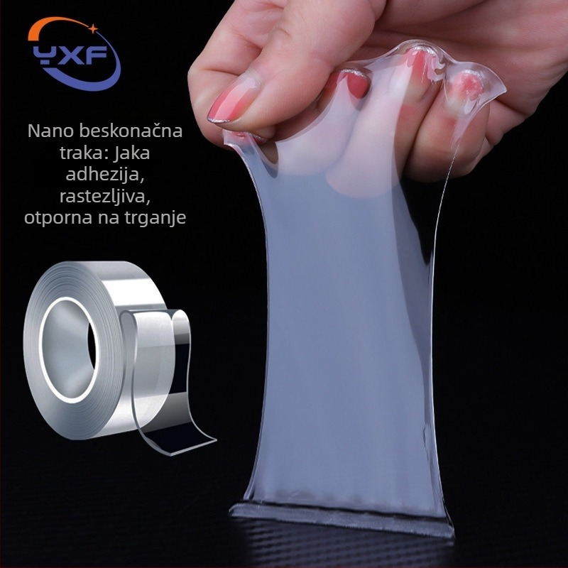 Nano dvostrana ljepljiva traka, izuzetno jaka adhezija, periva i ponovno upotrebljiva, prozirni akril, bez tragova