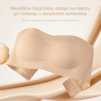 Bezrameni bandeau grudnjak s četiri sloja protukliznog materijala, za male grudi, s uklonjivim ulošcima