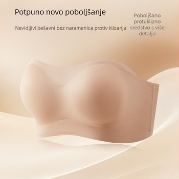 Bezrameni bandeau grudnjak s četiri sloja protukliznog materijala, za male grudi, s uklonjivim ulošcima