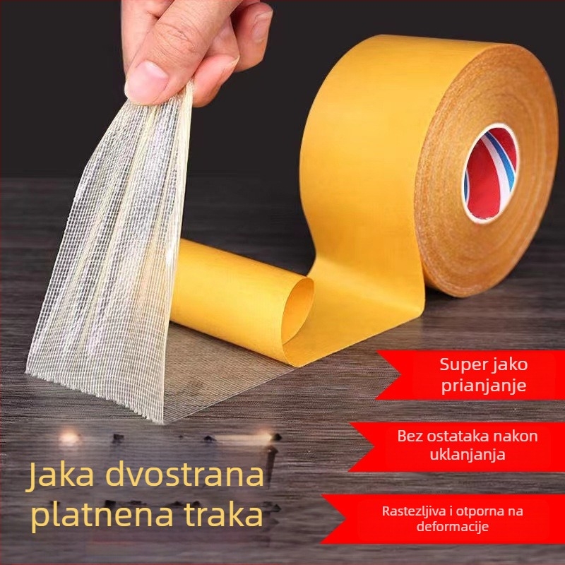 Tkaninska dvostrano ljepiva traka za spojeve tepiha i podova, visoka adhezija, žuta