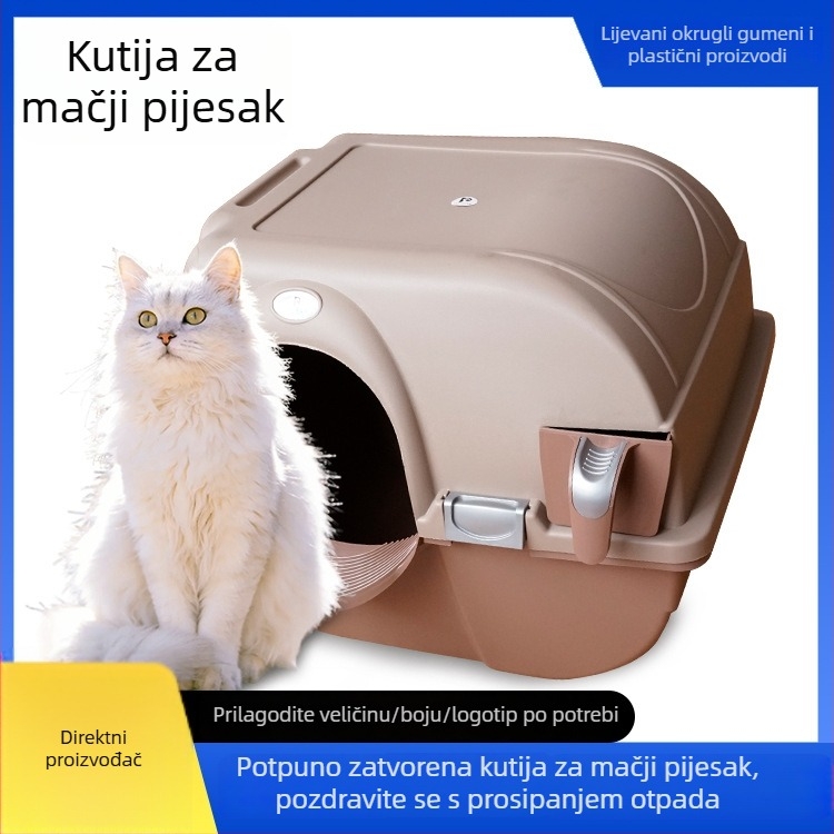 Zatvorena kutija za mačji pijesak za kućnu upotrebu, dizajn protiv prskanja
