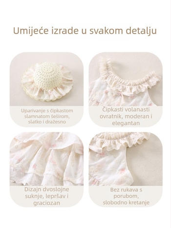 Ljubičasta haljina za bebe djevojčice, ljetna prozračna, s trakicama i cvjetnim uzorkom