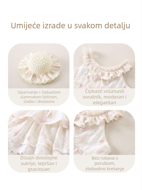 Ljubičasta haljina za bebe djevojčice, ljetna prozračna, s trakicama i cvjetnim uzorkom