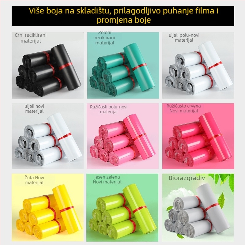 Crna debela vrećica za ekspresnu dostavu od recikliranog materijala samouzapečatna LDPE ambalaža različite veličine s logotipom