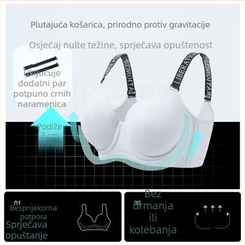 Plus-size grudnjak s punim košaricama, podstavljajući okvir, tanke oblikovane košarice, anti-sag, bočno skupljanje, vizualno smanjuje velik prsni koš