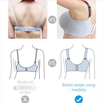 Plus-size grudnjak s punim košaricama, podstavljajući okvir, tanke oblikovane košarice, anti-sag, bočno skupljanje, vizualno smanjuje velik prsni koš