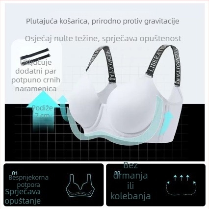 Plus-size grudnjak s punim košaricama, podstavljajući okvir, tanke oblikovane košarice, anti-sag, bočno skupljanje, vizualno smanjuje velik prsni koš
