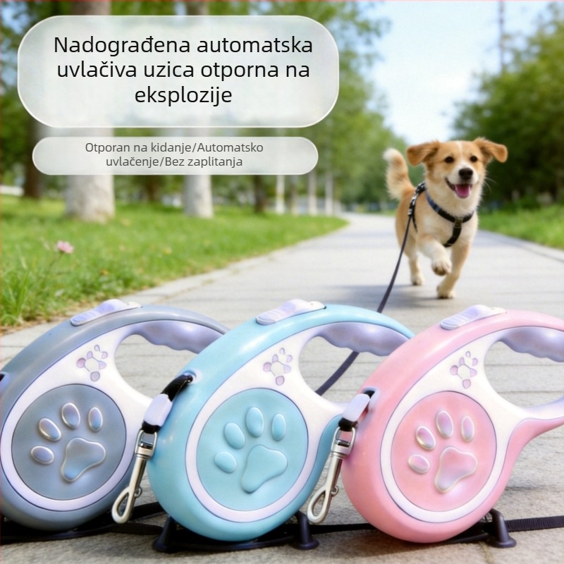 Proširiva pseća uzica s zaštitom od bijega i šoka, automatsko produženje za male i srednje pse