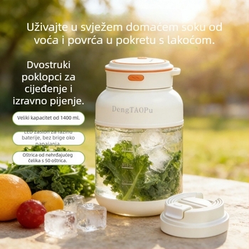 Čaša za sok s 50 oštrica od nehrđajućeg čelika, prijenosna, velika kapaciteta za voće, drobljenje leda, model 2026, 80W