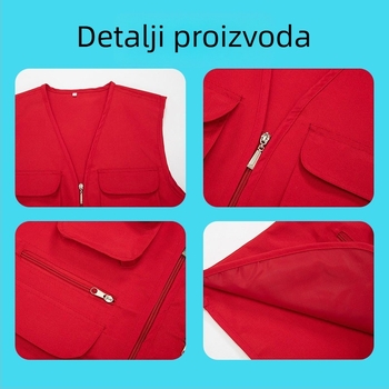 Prsluk za reklamu s više džepova, prilagodljiv redateljski prsluk, vanjska odjeća za ribolov s tiskanim logom, radna odjeća za volontere