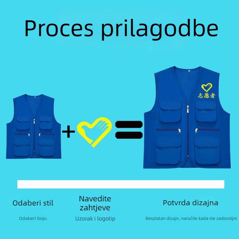 Prsluk za reklamu s više džepova, prilagodljiv redateljski prsluk, vanjska odjeća za ribolov s tiskanim logom, radna odjeća za volontere