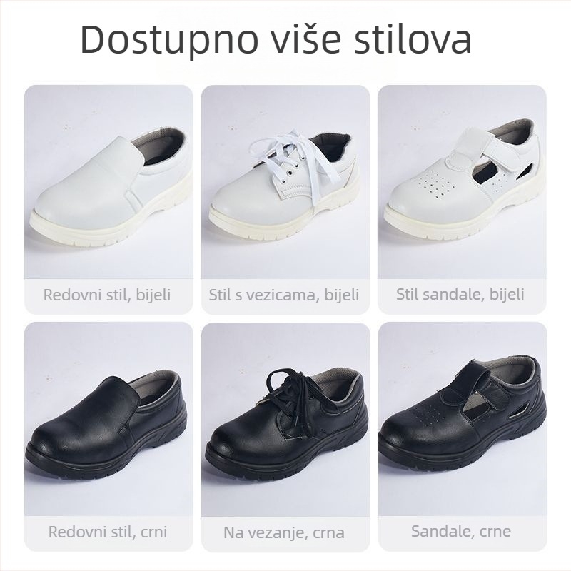 Bijele zaštitne cipele s čeličnom prstom, antistatične radne cipele za čiste sobe u prehrambenoj industriji, ljetni model, otporne na probijanje