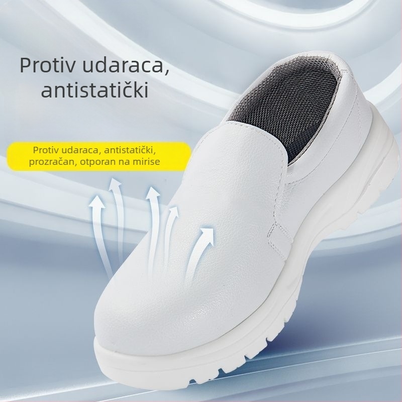 Bijele zaštitne cipele s čeličnom prstom, antistatične radne cipele za čiste sobe u prehrambenoj industriji, ljetni model, otporne na probijanje