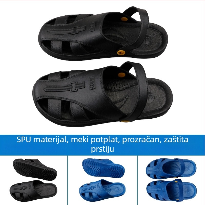 ESD antistatične SPU papuče, šest rupa dizajn, prašine otporna radna obuća