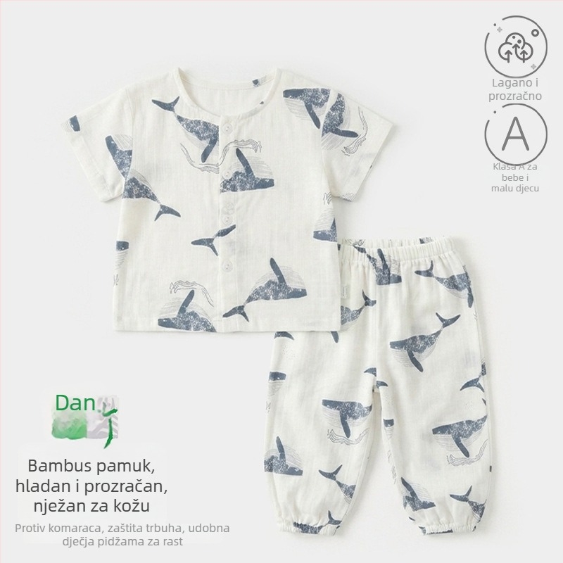 Dvije komade ljetni pidžama set za djecu 0–3 godine, kratki rukav, unisex, crtani print