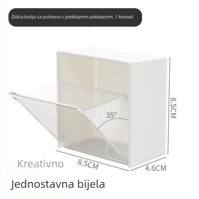 Zidna kutija za odlaganje s preklopnim poklopcem – kupaonica, za vatu, spužvice za puder, štapiće i ruževe