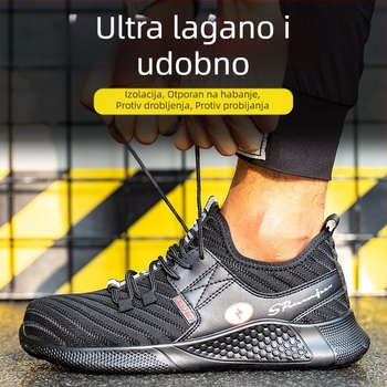 Muške cipele za zaštitu na radu, otporne na udarce, izolirane do 6 kV, lagane i prozračne fly-woven mreže, crne, trajne.