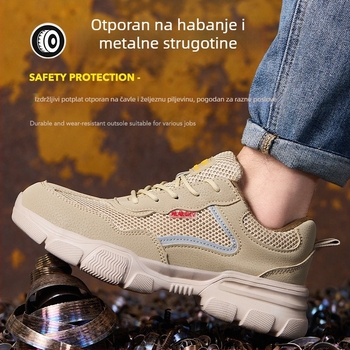Muške ljetne sigurnosne cipele: prozračne, otporne na udarce i probijanje, plastični vrh, izolirane, lagane i otporne na habanje