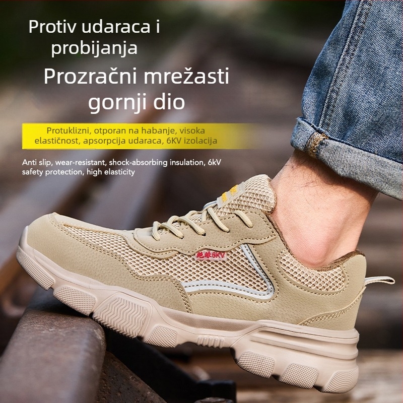 Muške ljetne sigurnosne cipele: prozračne, otporne na udarce i probijanje, plastični vrh, izolirane, lagane i otporne na habanje