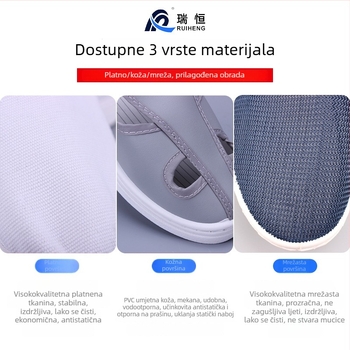 Prilagođene antistatičke radne cipele za čiste prostorije, bijele, sa SPU/PU/PVC sole, četiri proreza za vezanje